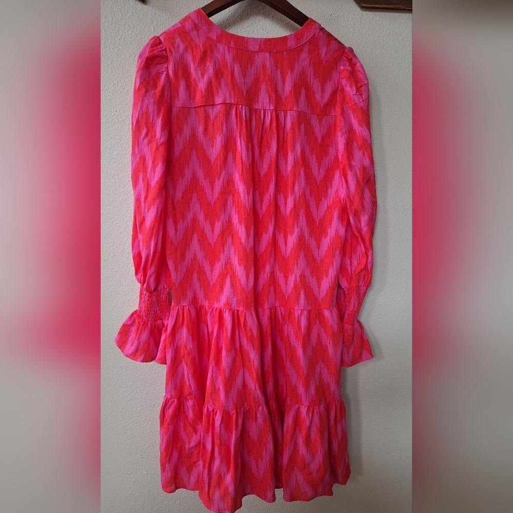 POMANDER PLACE TUCKERNUCK KENZO Pink Ikat Ruffle Tiered Dress Womens XS - Picture 5 of 5